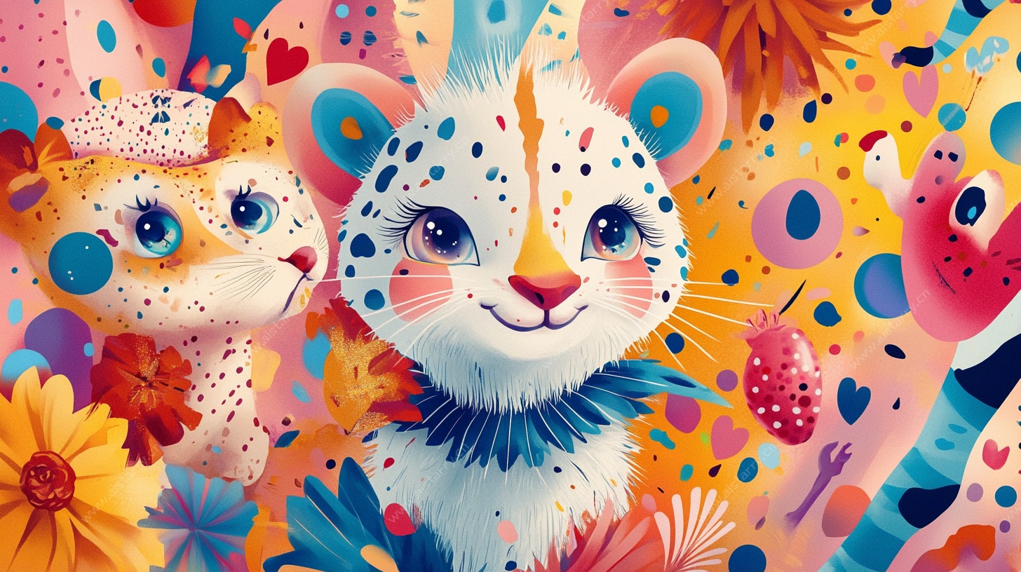 可爱萌猫的奇幻花卉世界