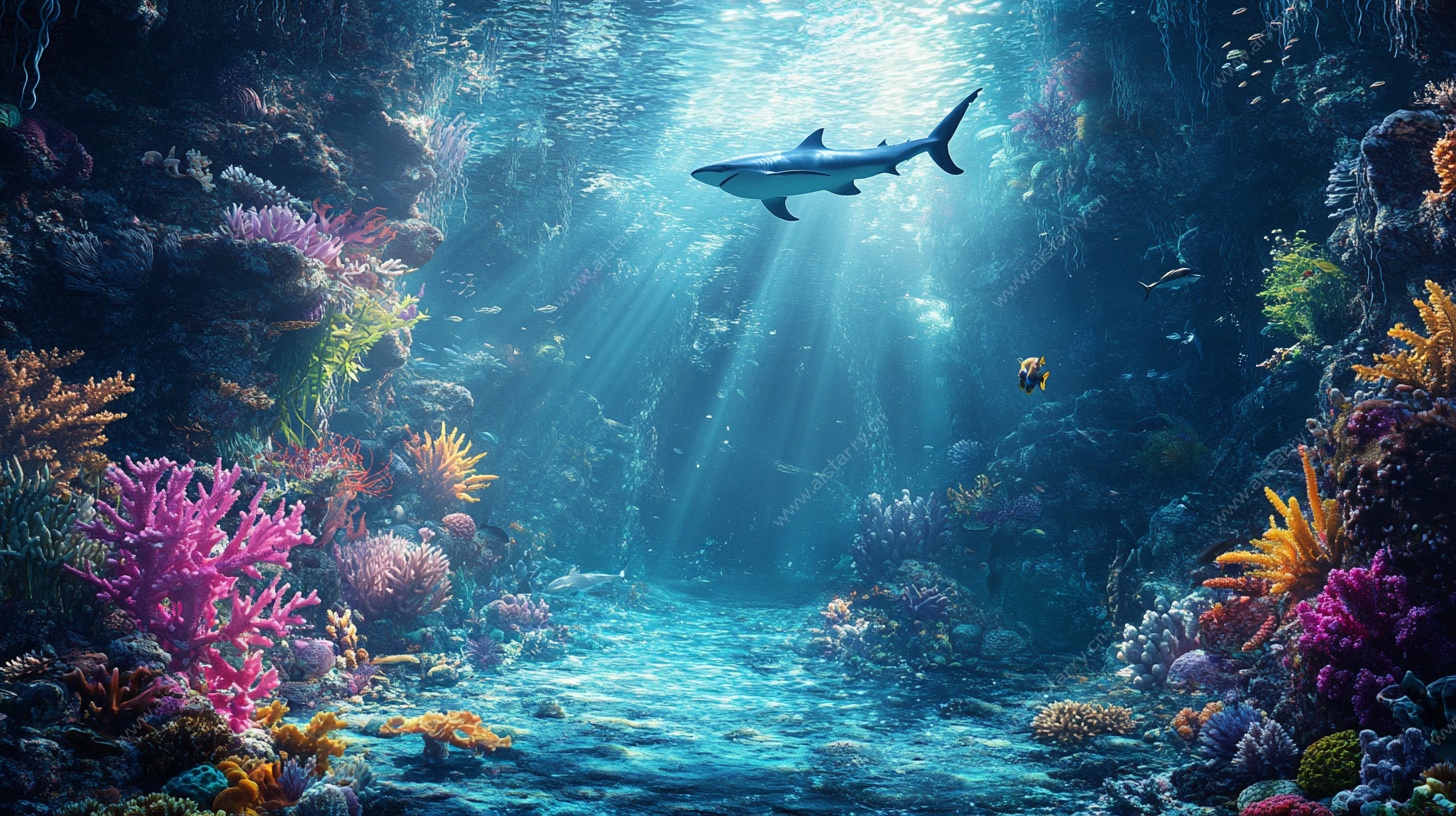 梦幻海底世界鲨鱼遨游