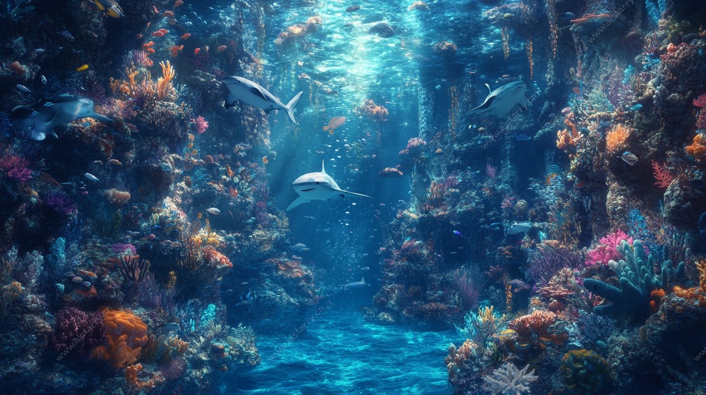 梦幻海底珊瑚礁景观