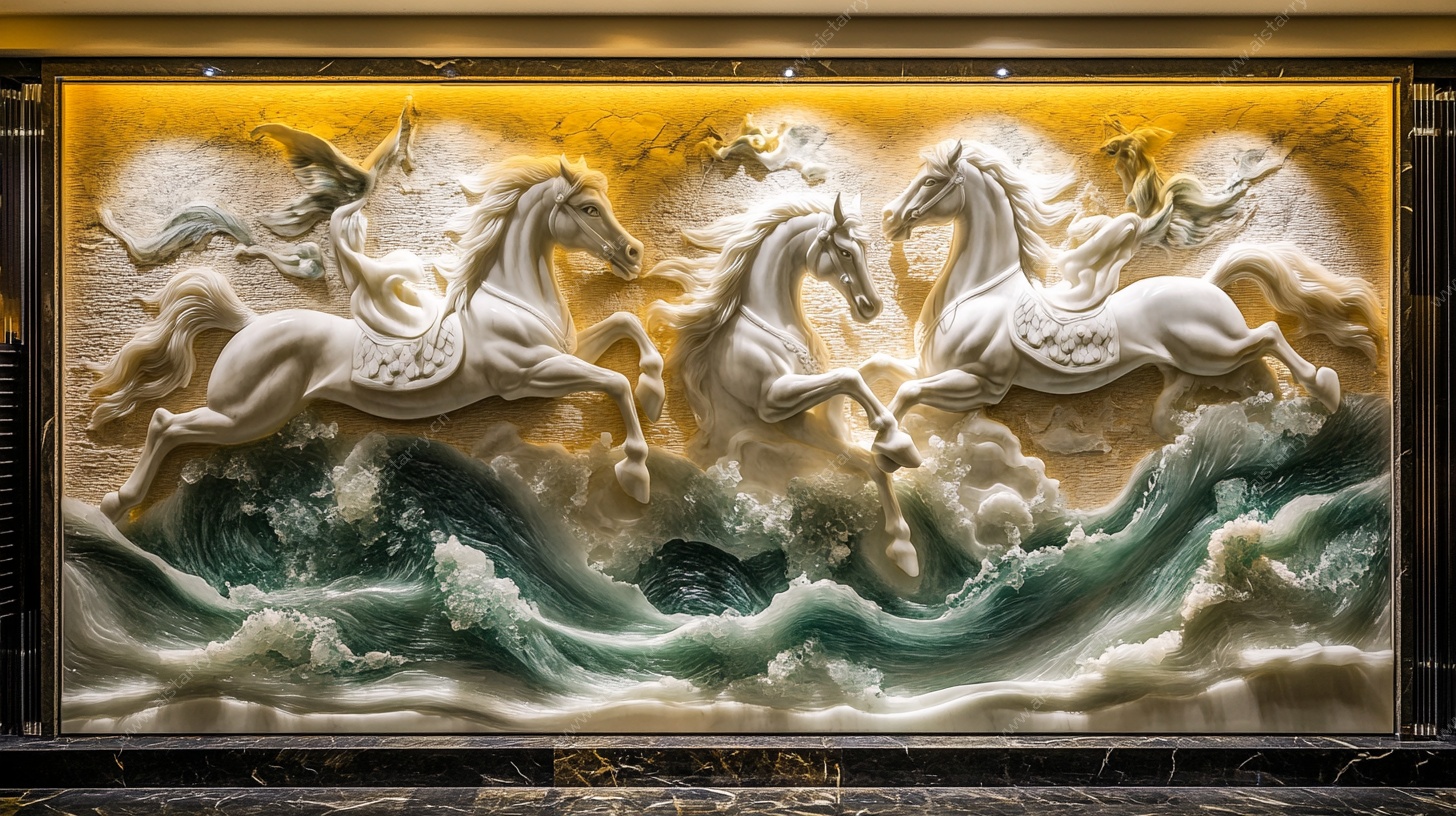 骏马奔腾浮雕艺术作品