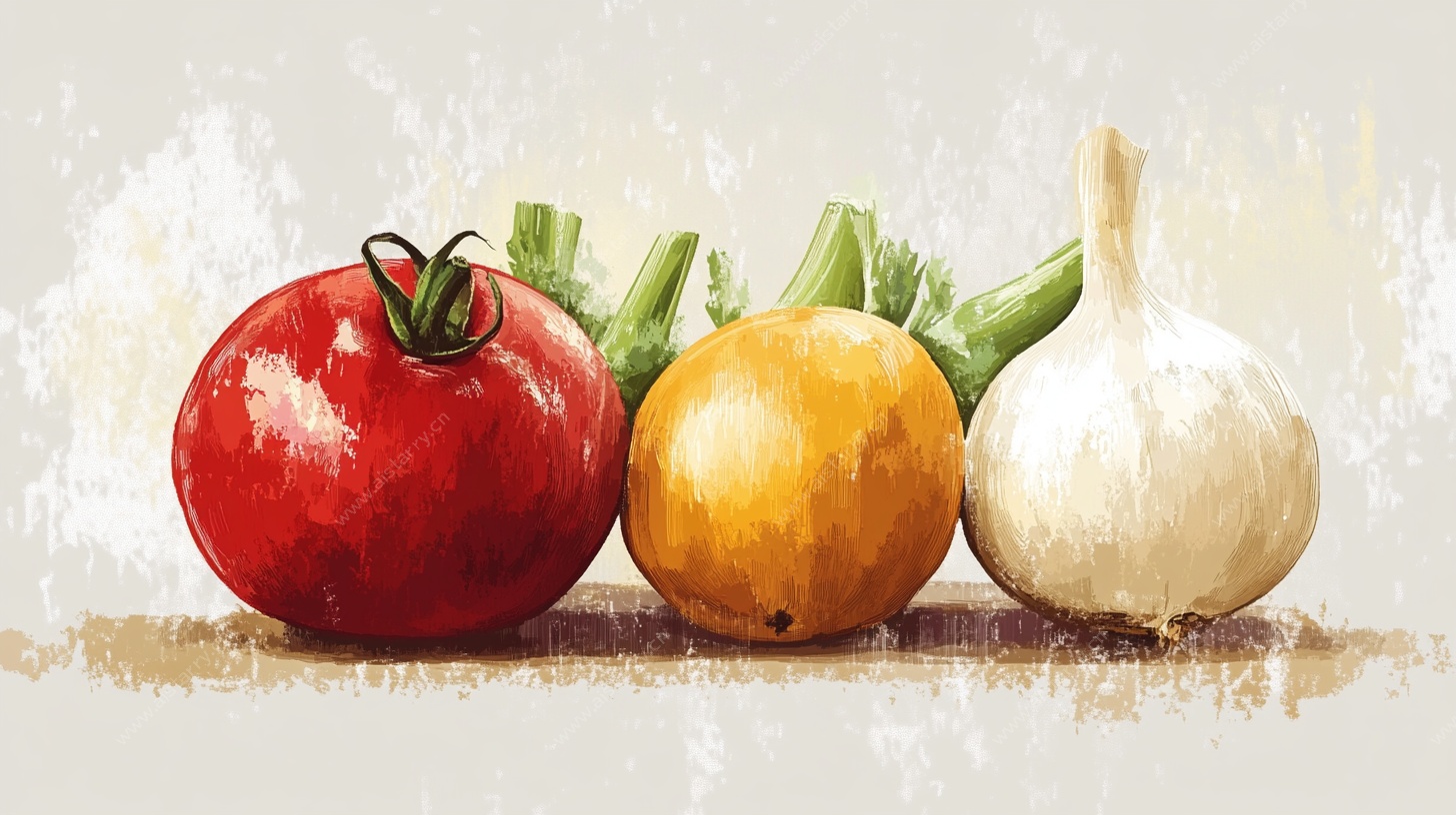 水彩风蔬菜静物画