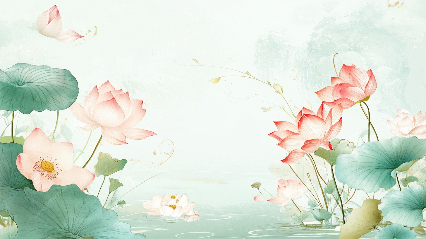 水墨荷花诗意背景图