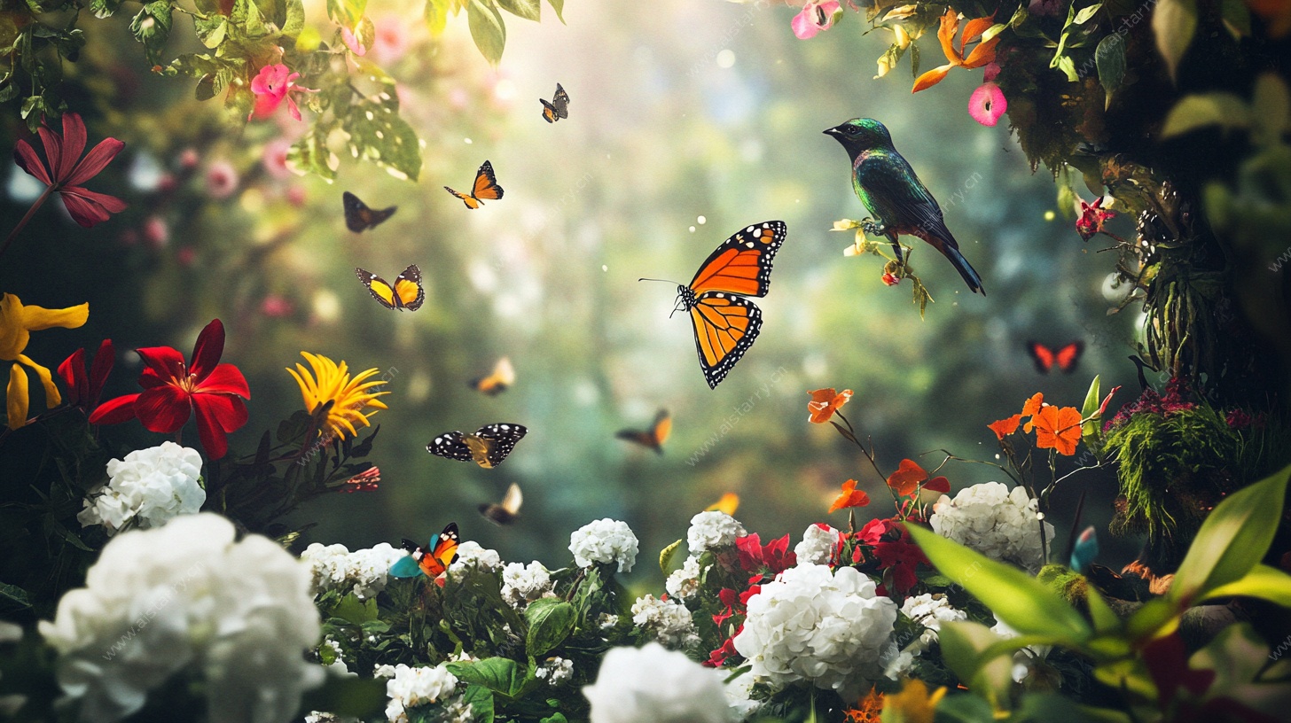 梦幻花鸟花园图景