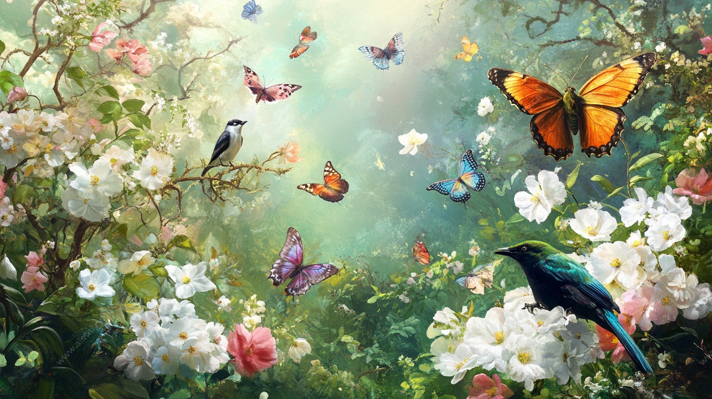 梦幻花鸟绘景