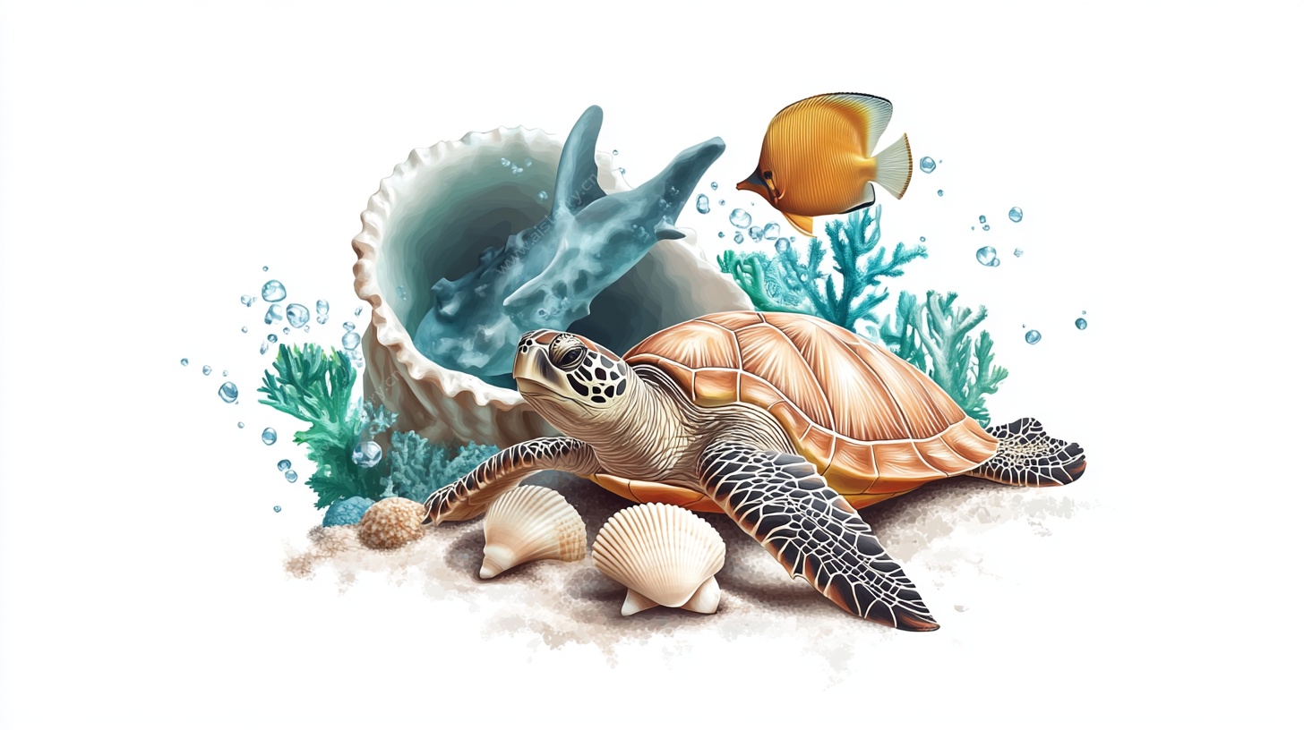海龟的海底贝壳奇遇