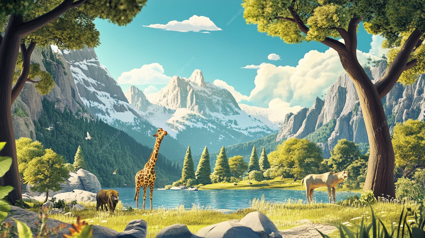 奇幻山林动物奇遇场景