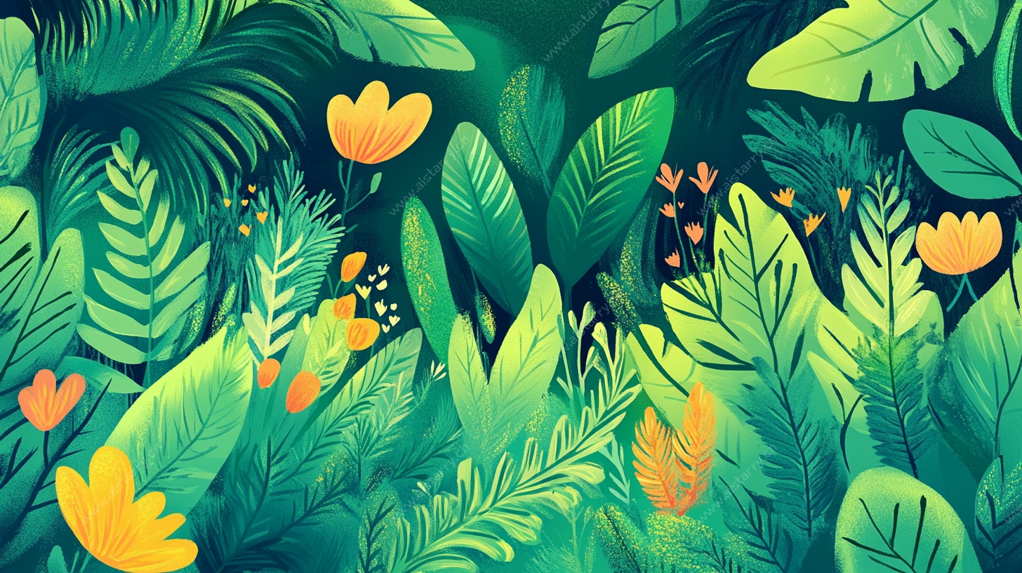 热带植物花卉插画