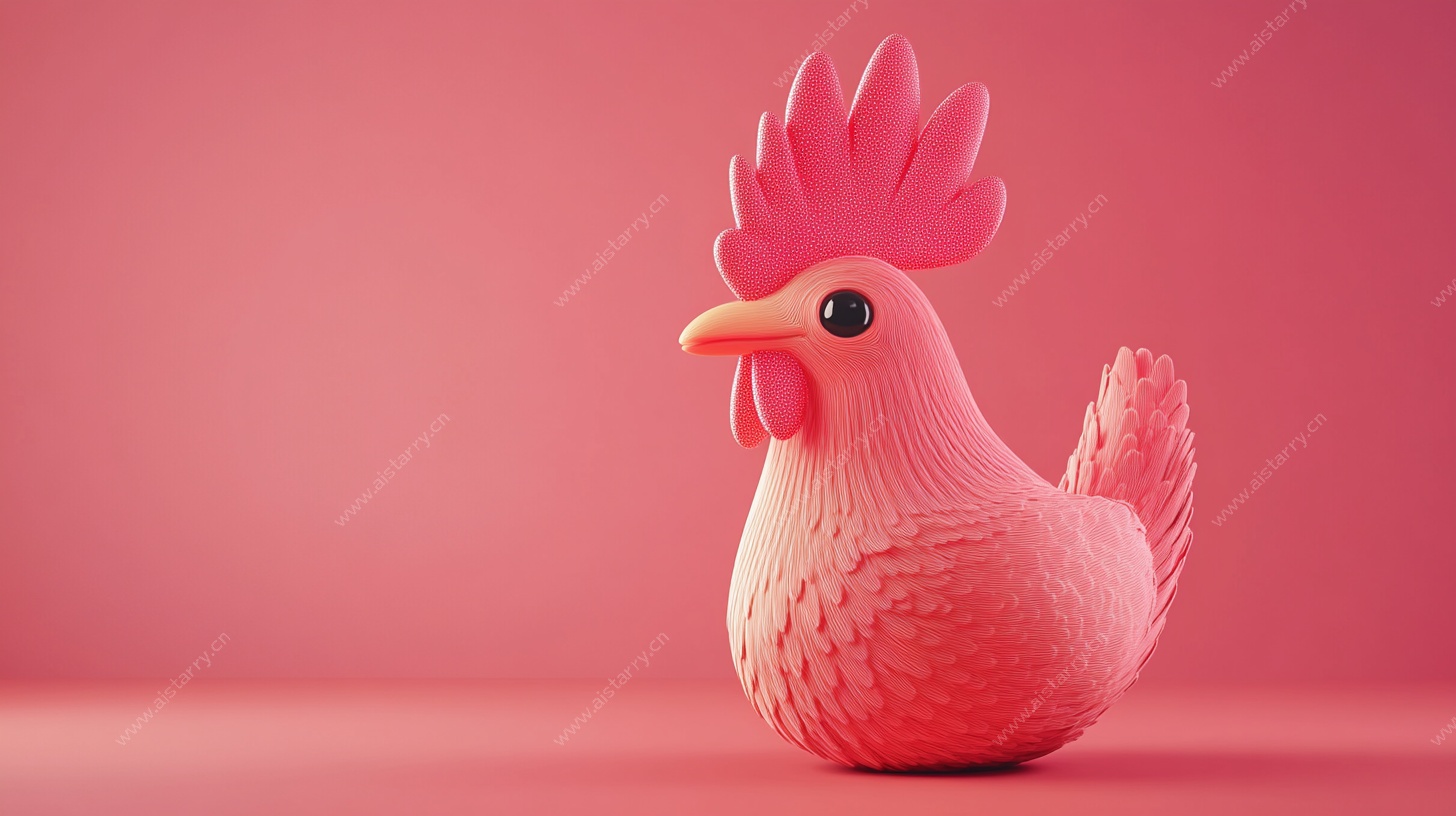 粉色卡通鸡摆件