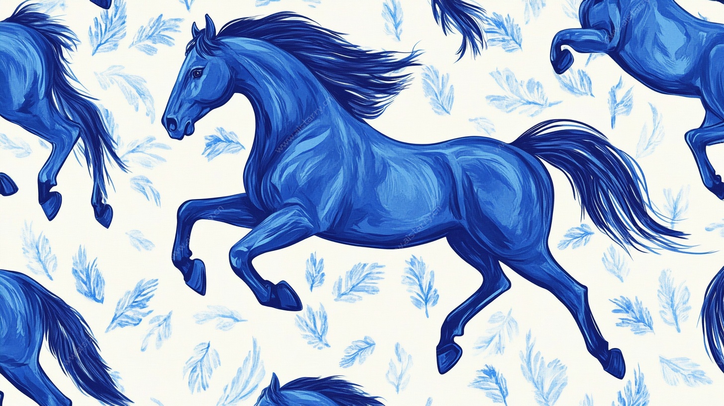 蓝马跃动羽毛图案背景