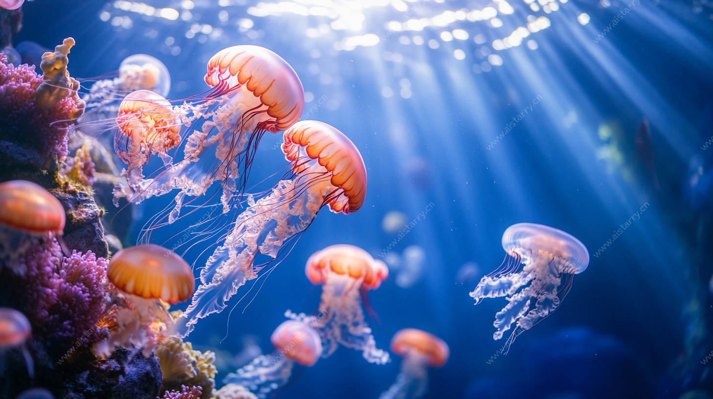 梦幻海底水母群游景象