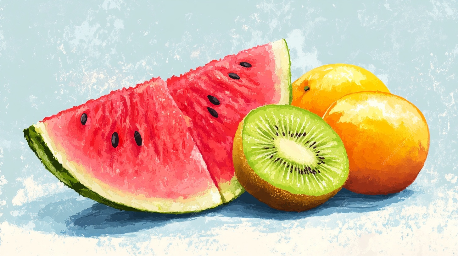 水彩风水果静物组合