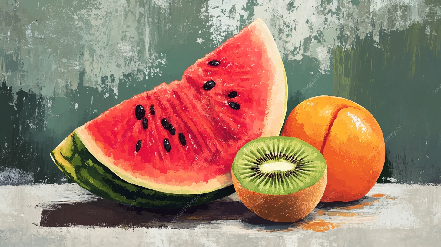 水彩风水果静物组合