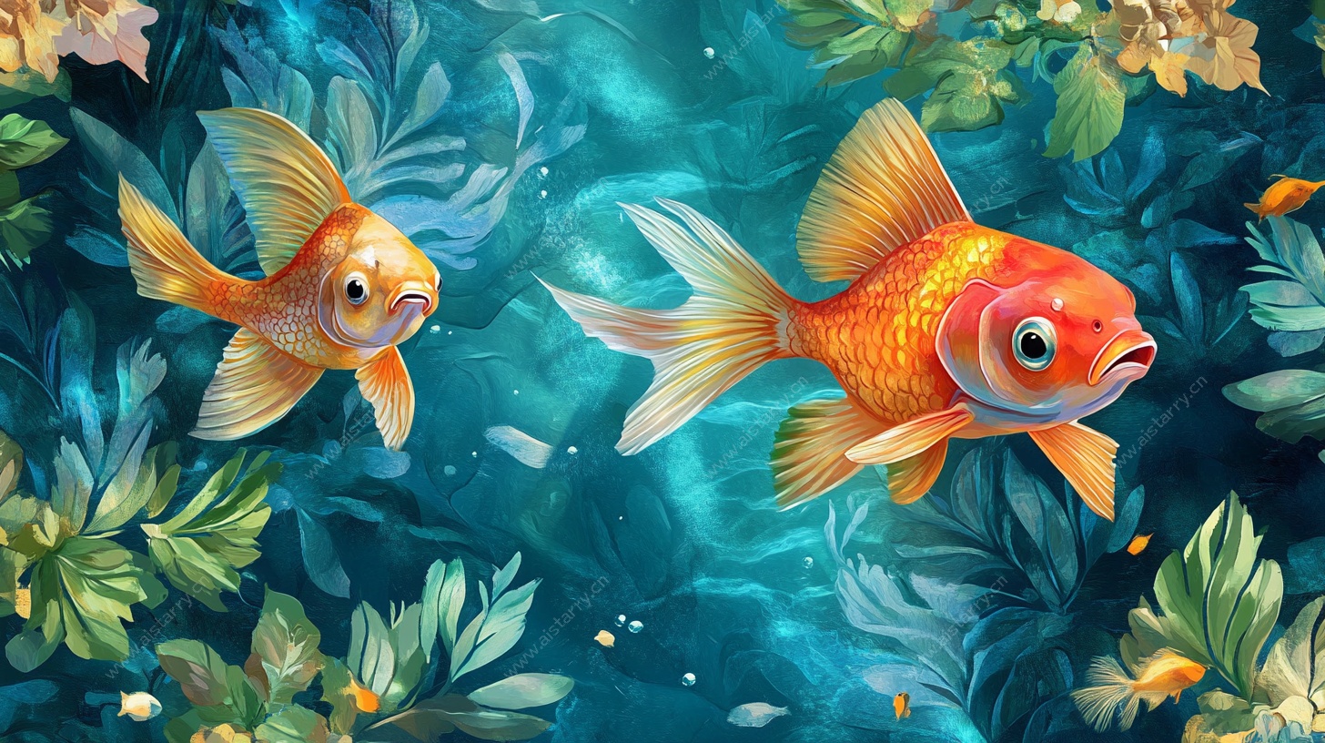 双金鱼畅游梦幻水底世界
