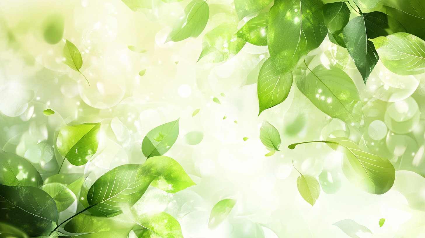 清新绿叶梦幻背景图