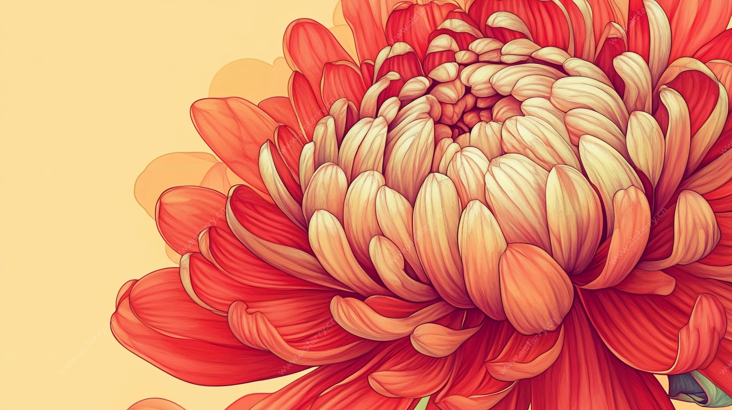 盛开的艳丽菊花插画