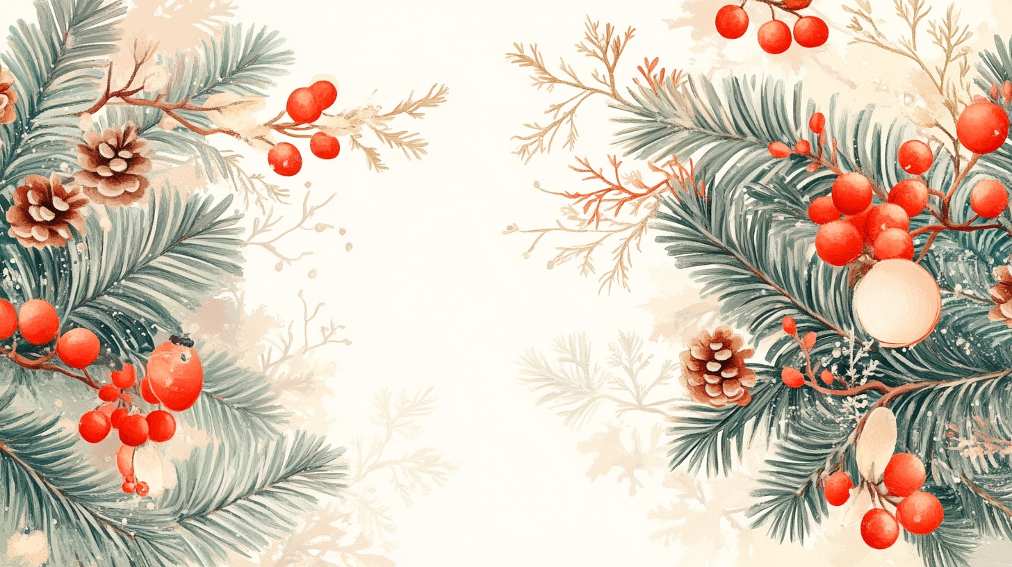 冬日松枝浆果装饰图