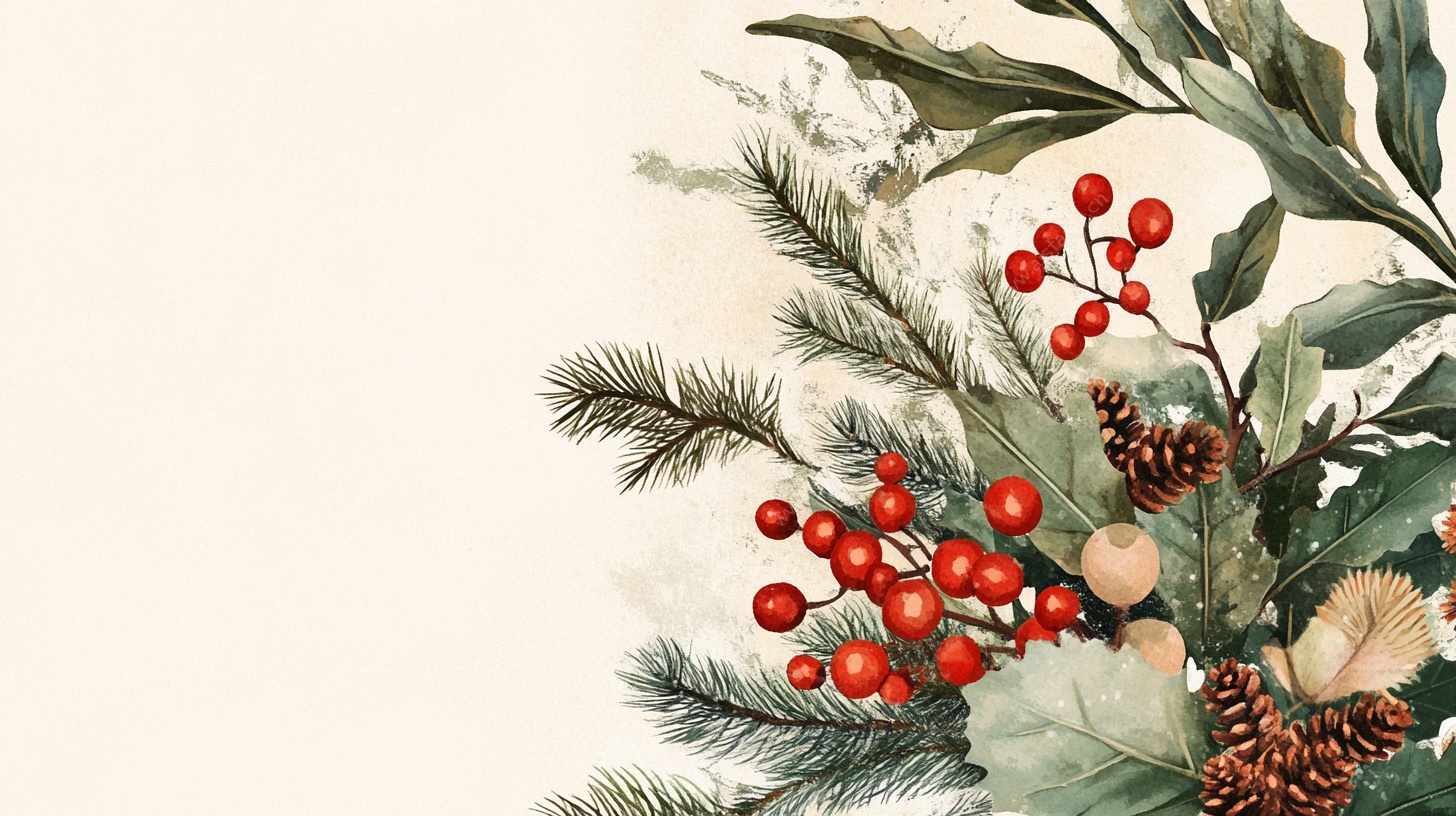 圣诞风植物装饰插画