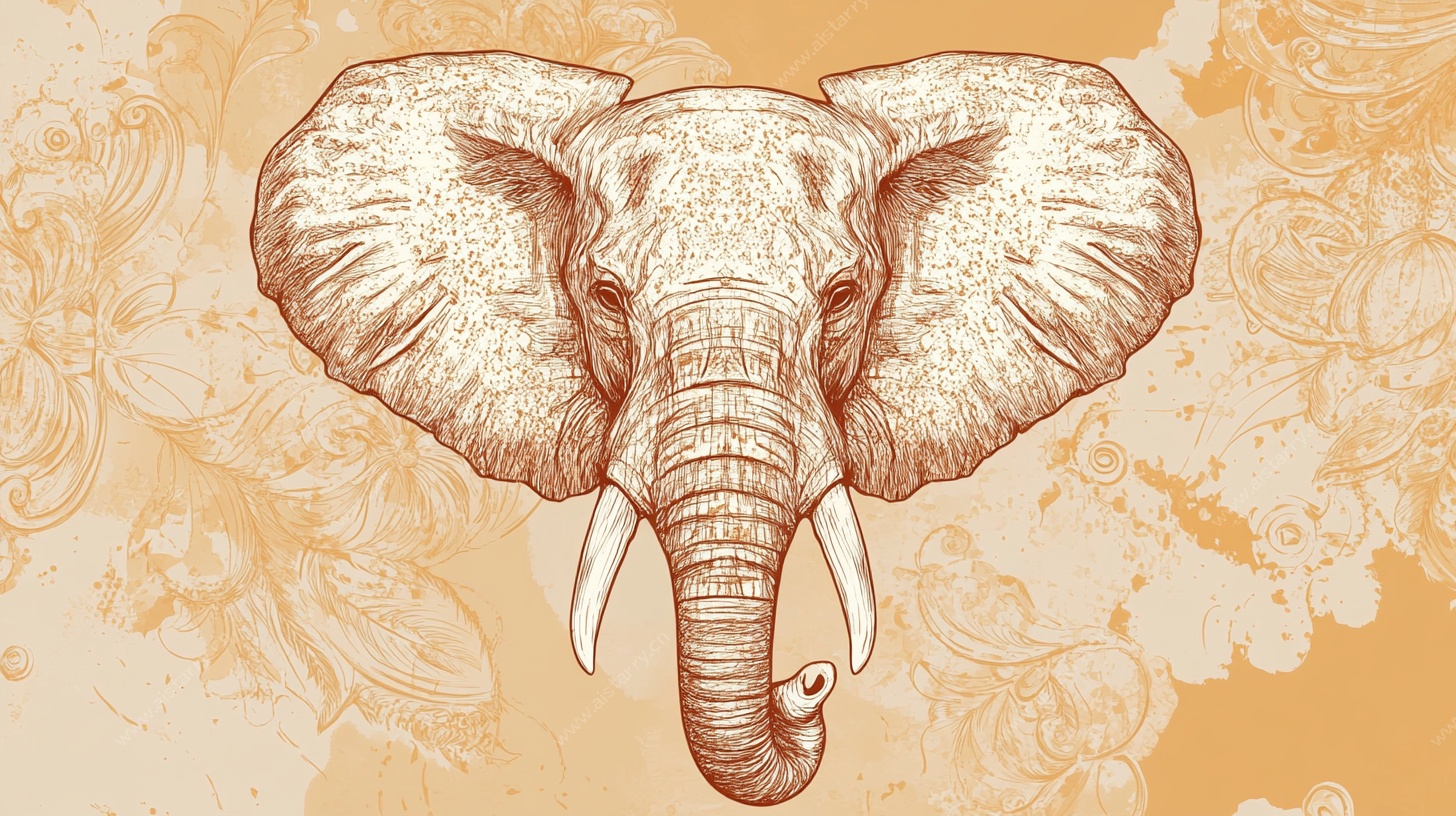 复古风大象插画