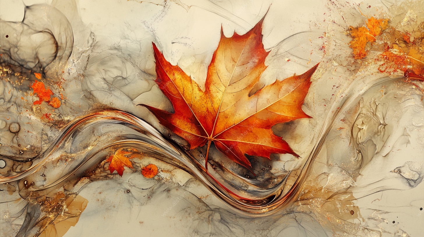 秋韵枫叶抽象艺术画面