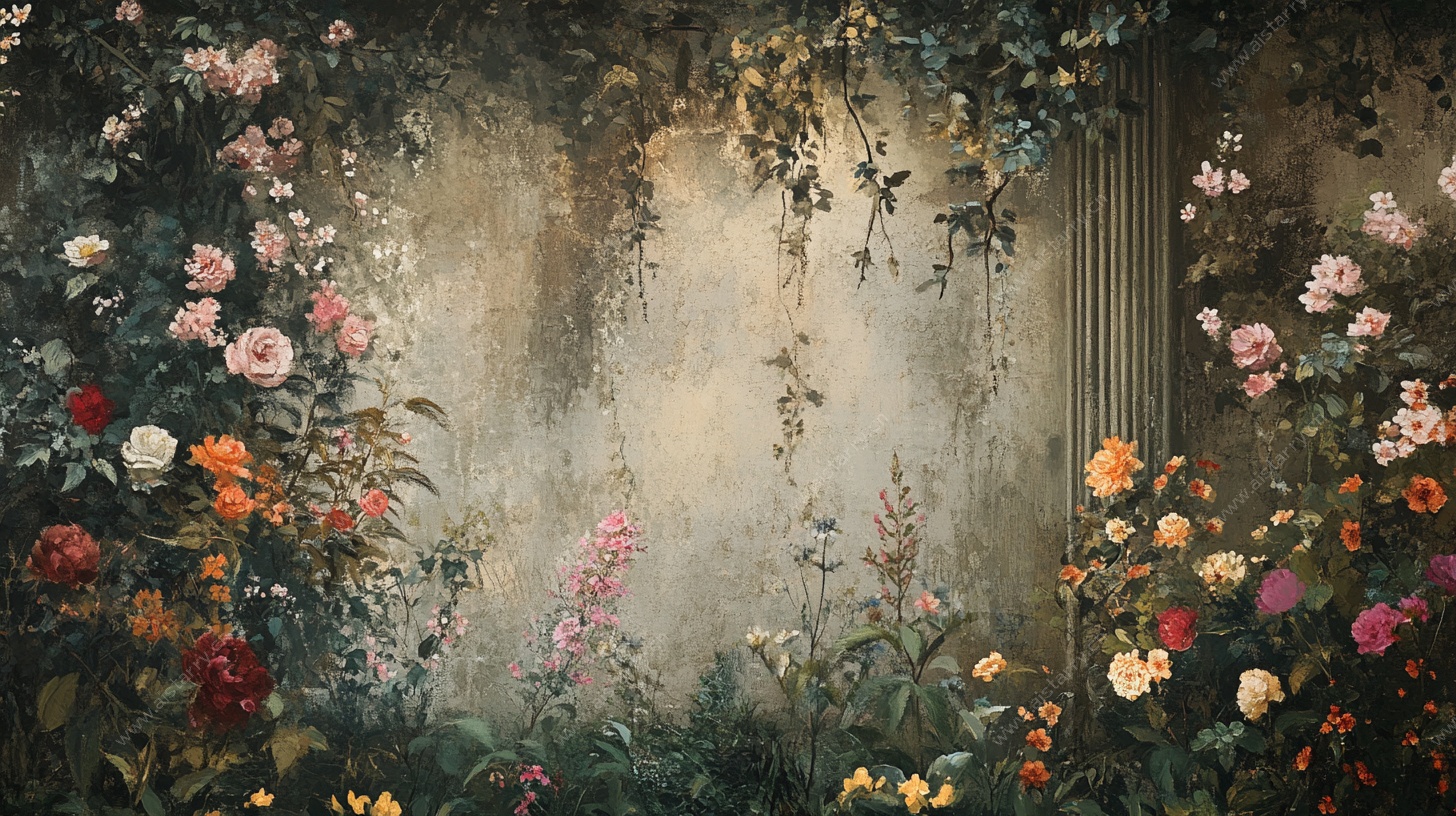 梦幻花卉墙的浪漫景致