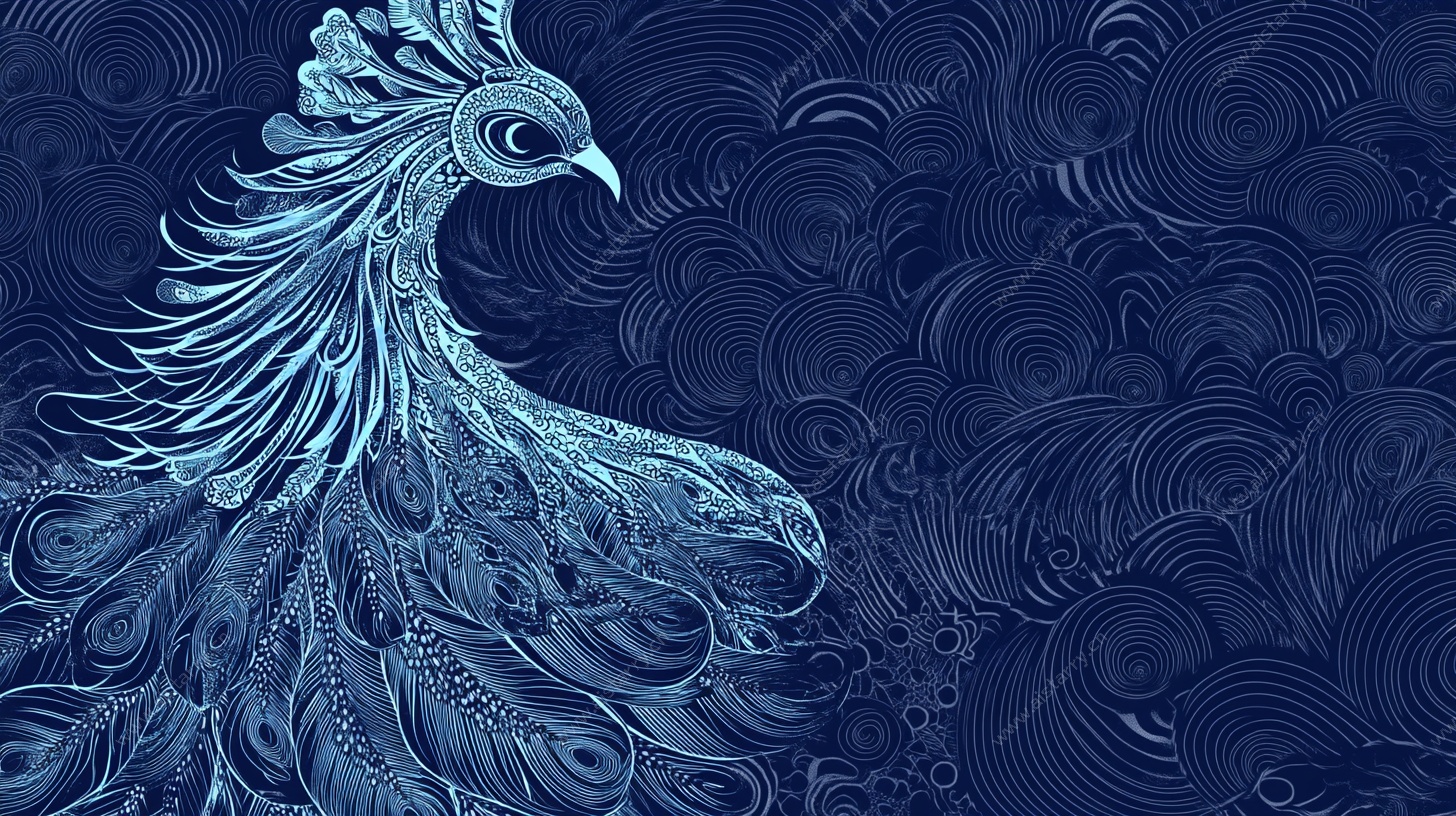 蓝色凤凰装饰图案