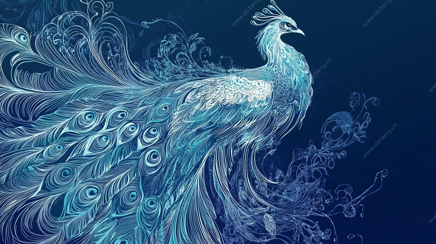 梦幻蓝孔雀华丽艺术图
