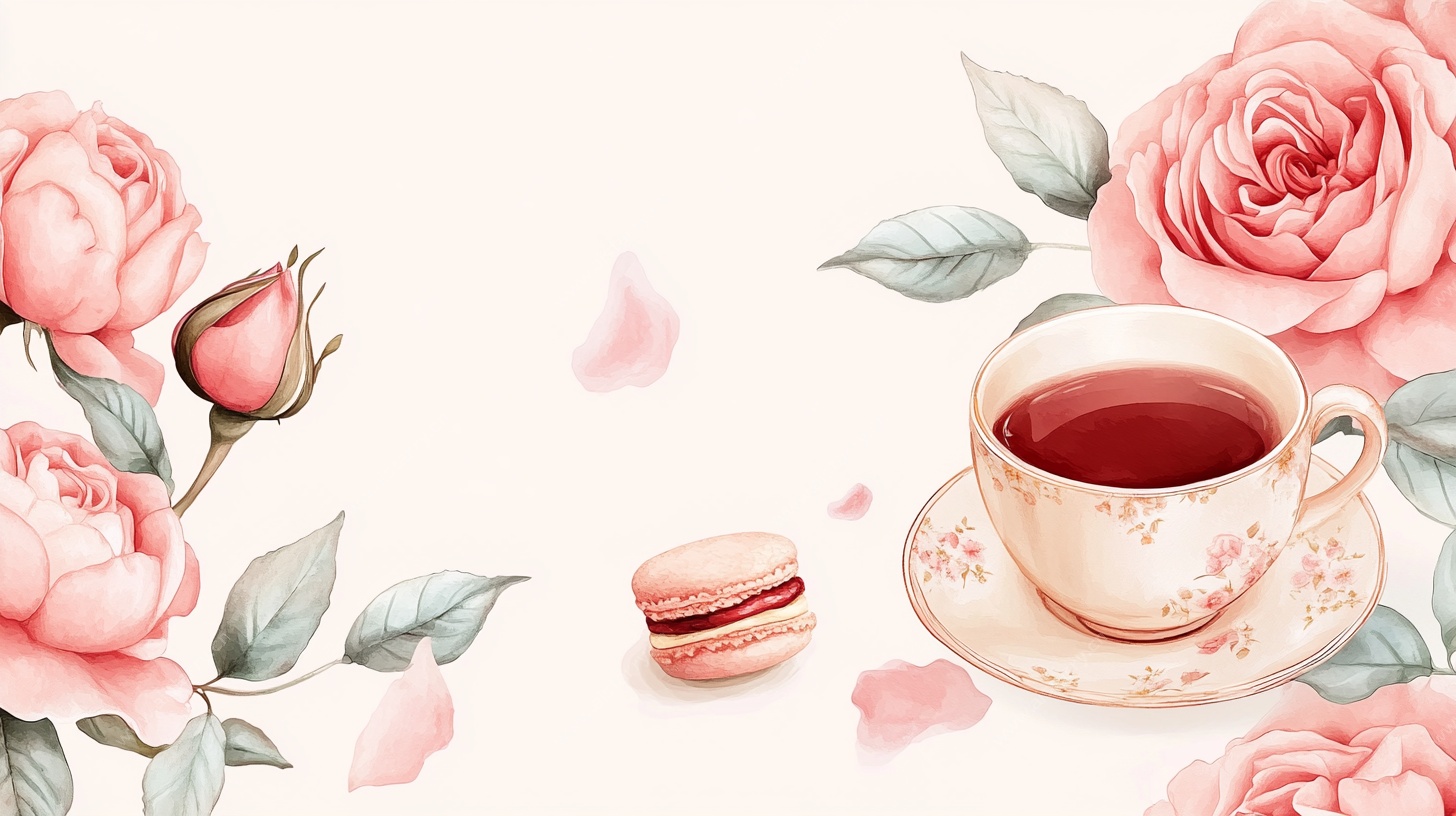 玫瑰下午茶插画