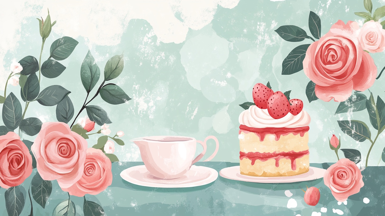 玫瑰旁的下午茶时光