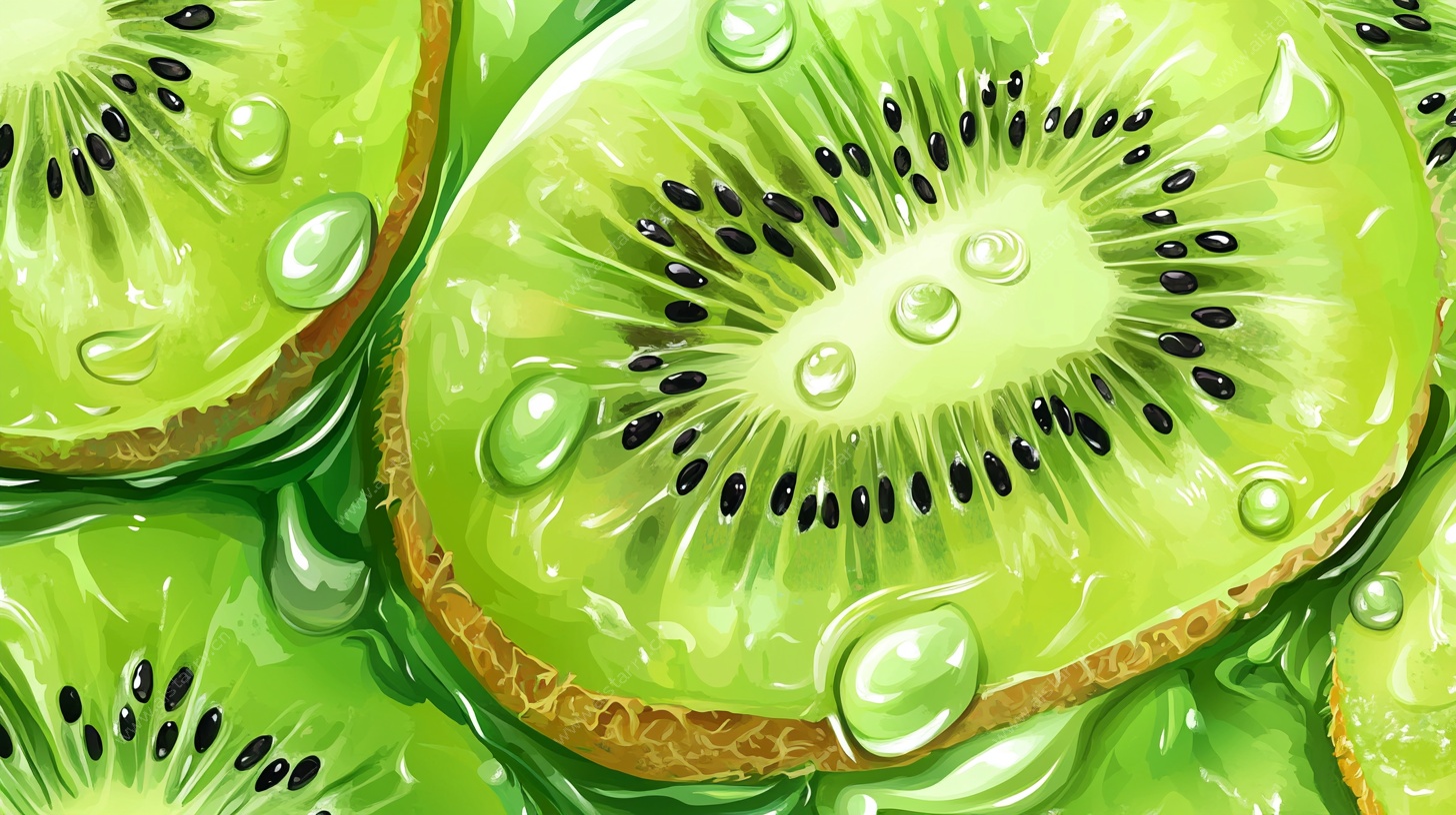 鲜润多汁的猕猴桃切片