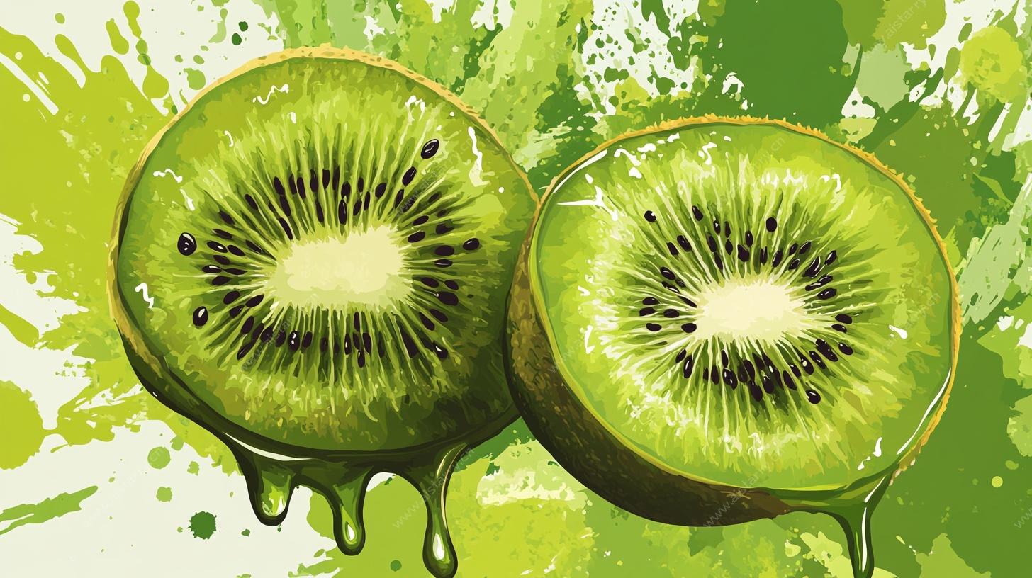 切片猕猴桃的清新插画