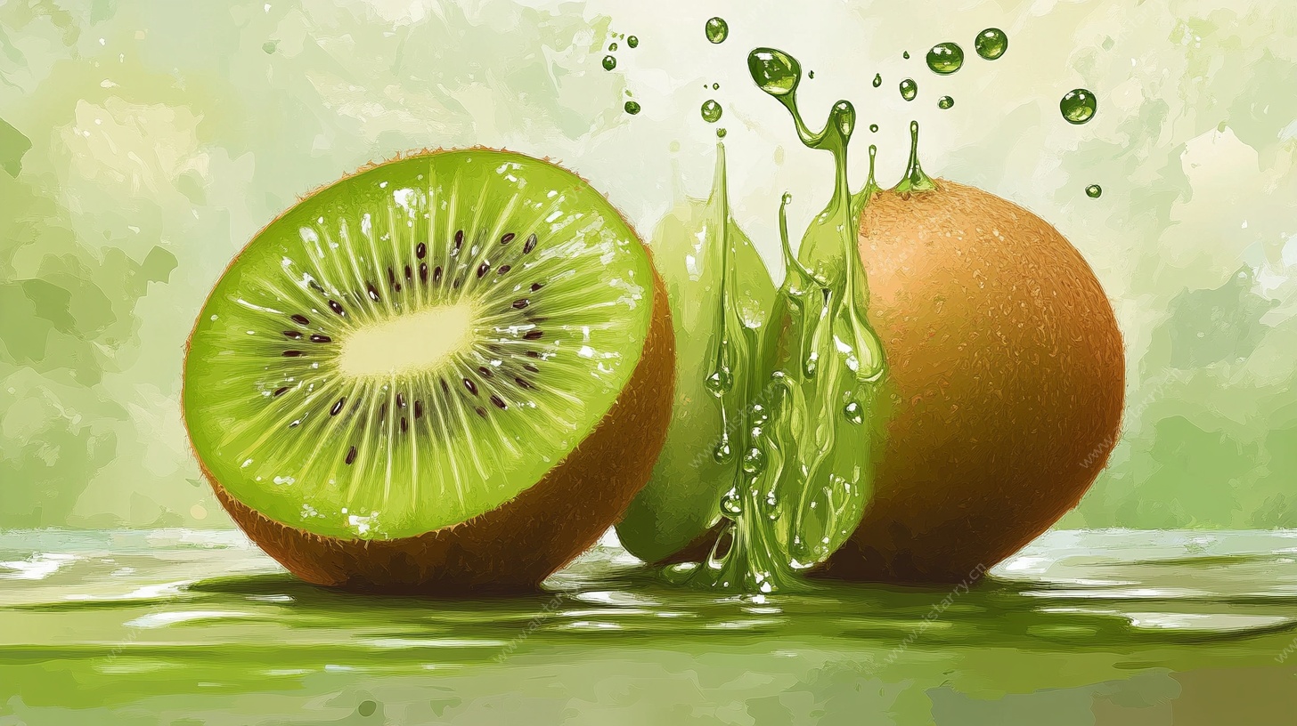 猕猴桃水滴艺术插画