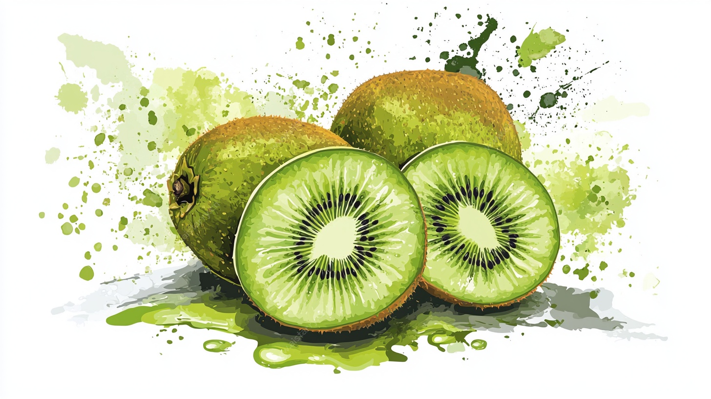 水彩风猕猴桃静物画