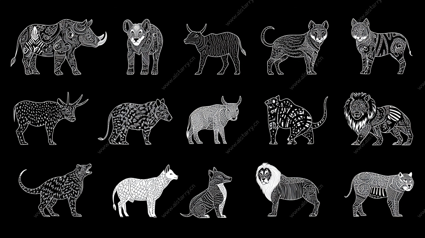 动物线条插画集合