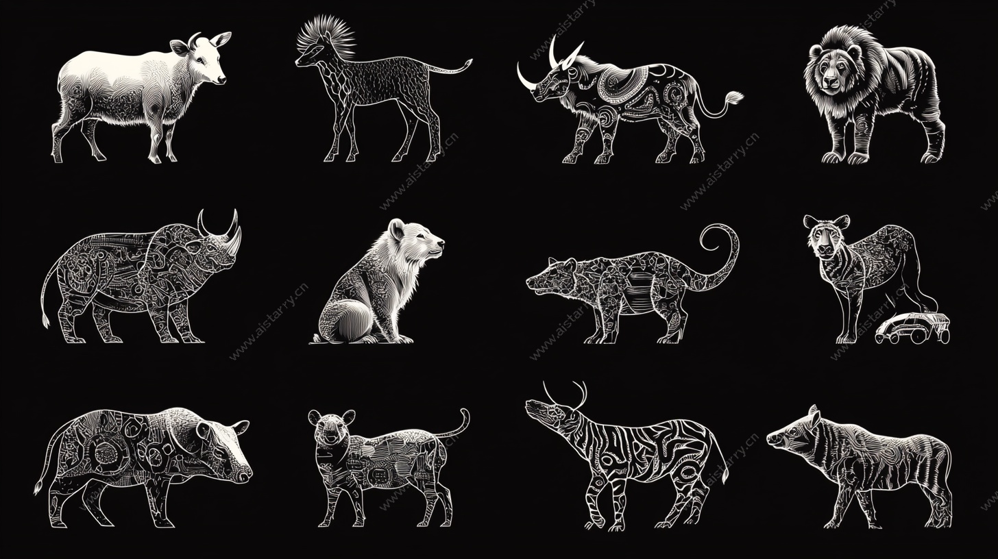 动物线条插画集合
