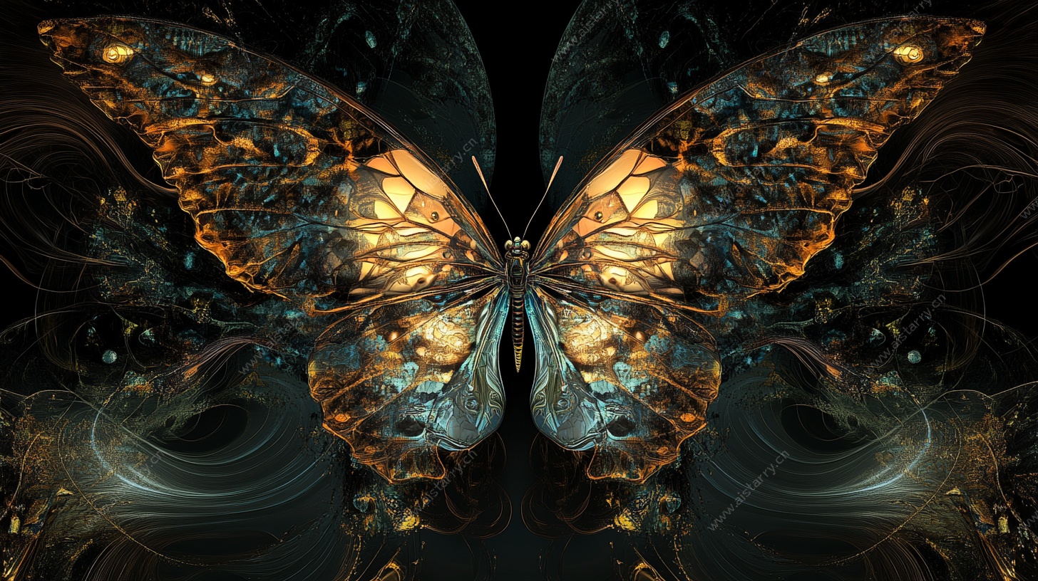梦幻金属质感蝴蝶图像