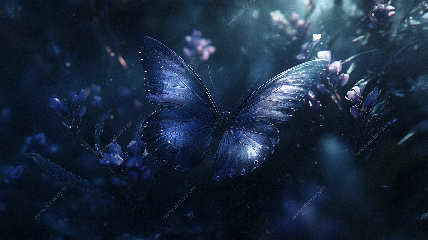 梦幻蓝蝶栖于繁花间