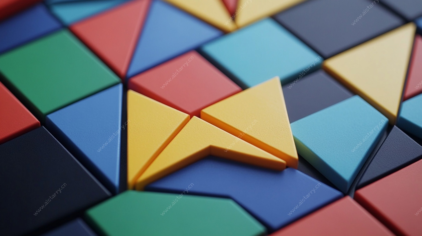 彩色折纸三角拼图图案