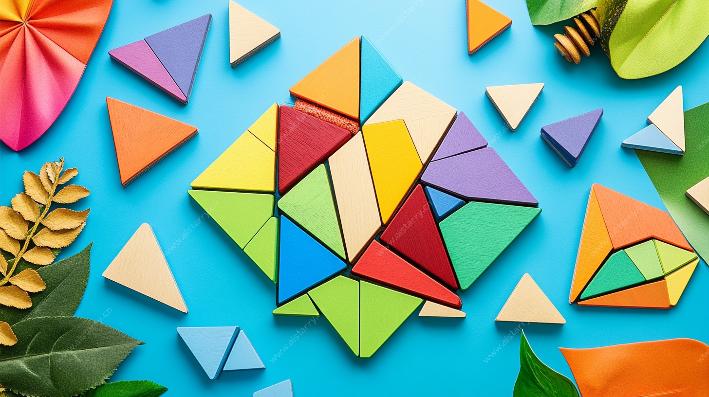 多彩几何折纸艺术组合