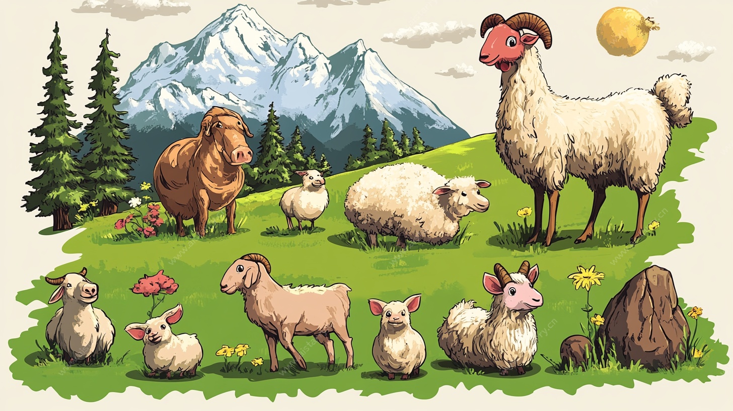 草原羊群与壮美山川图景