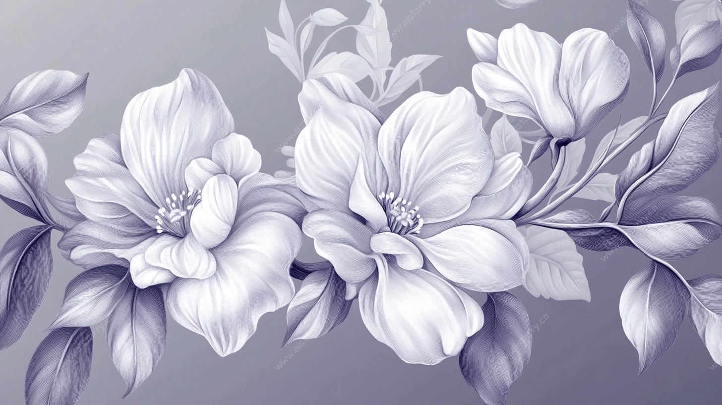 银灰花卉图案装饰画