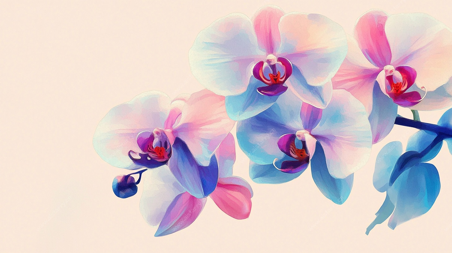 梦幻渐变兰花插画