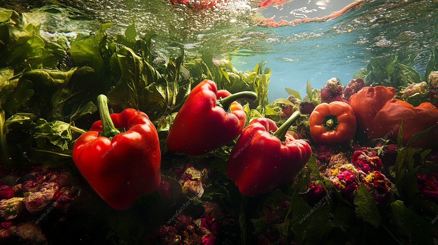 水下红甜椒奇幻景象
