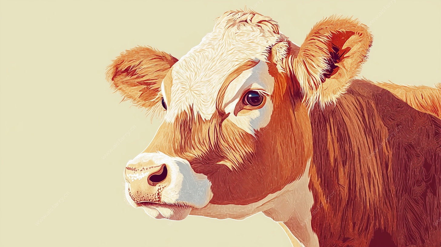 奶牛插画特写