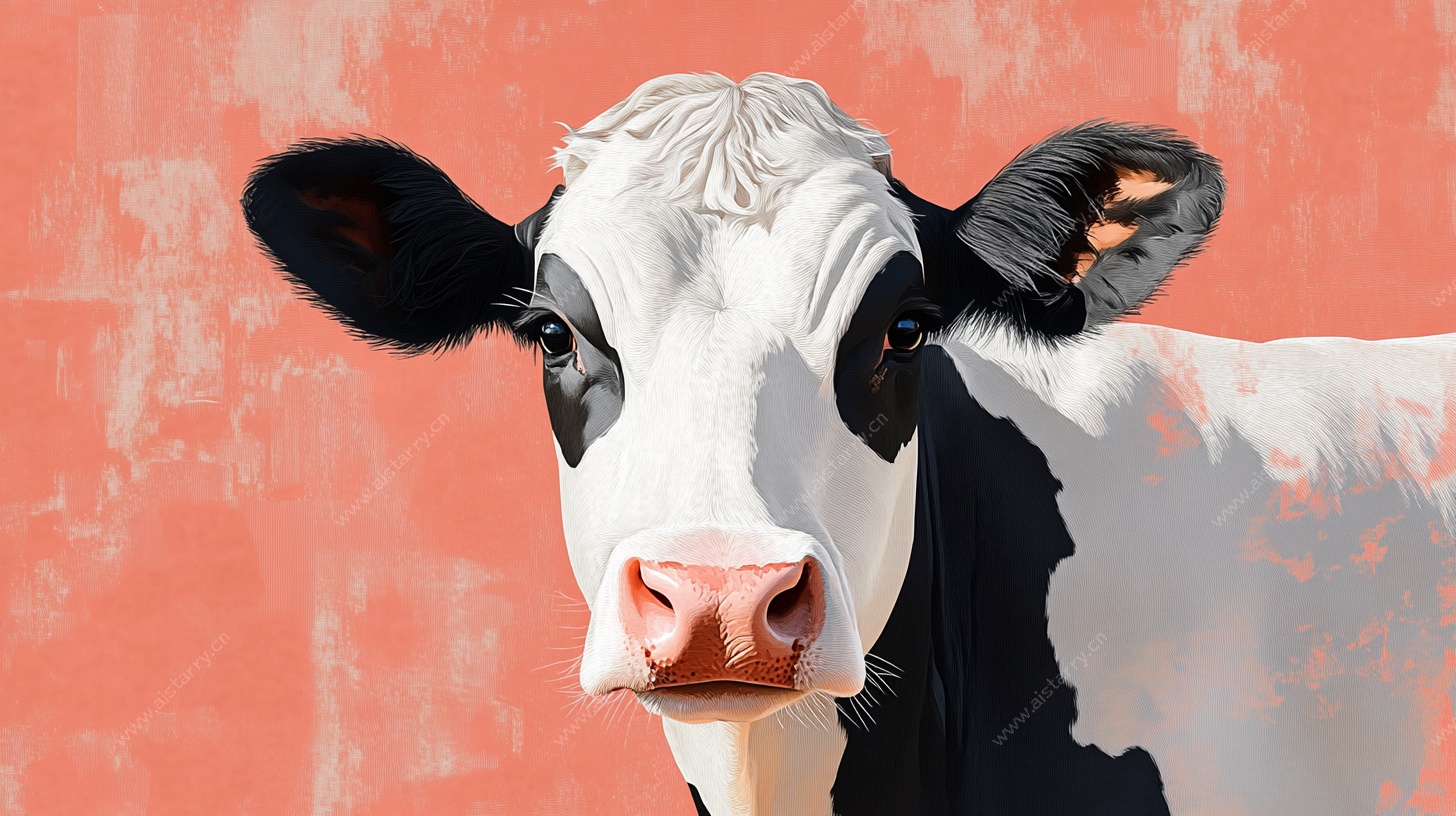 奶牛特写肖像画