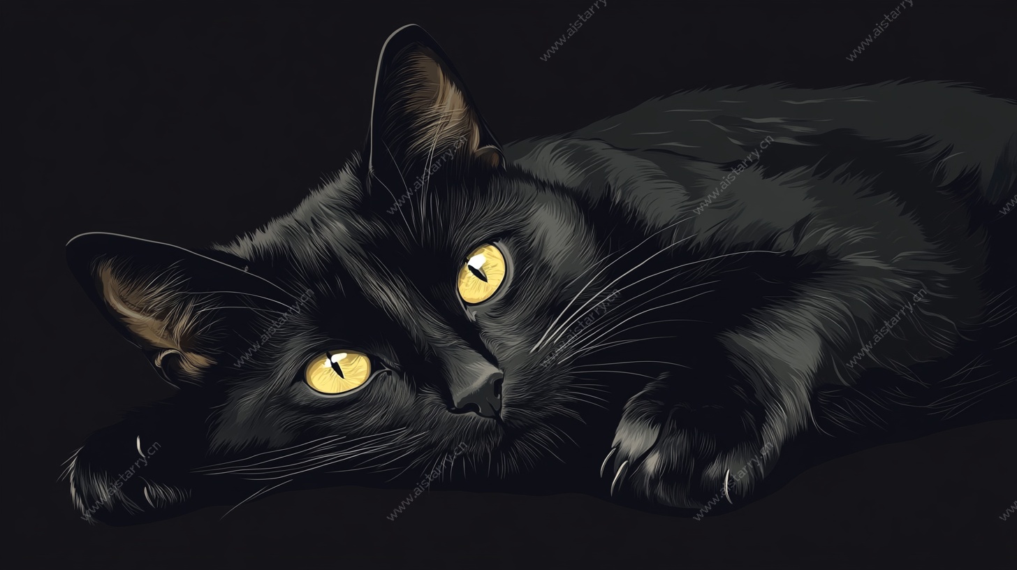 黑猫卧姿图