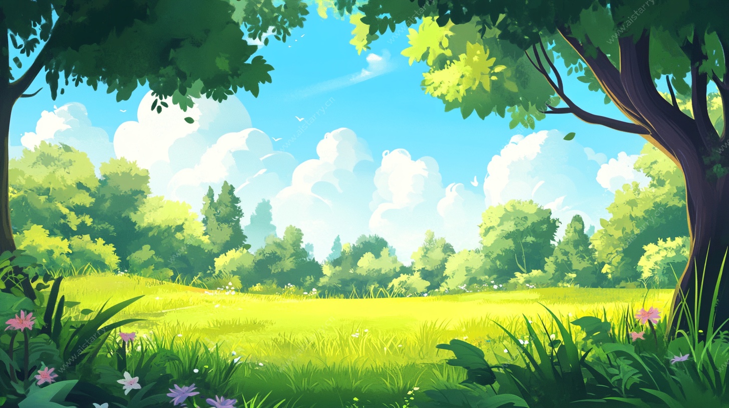 夏日绿野风光插画