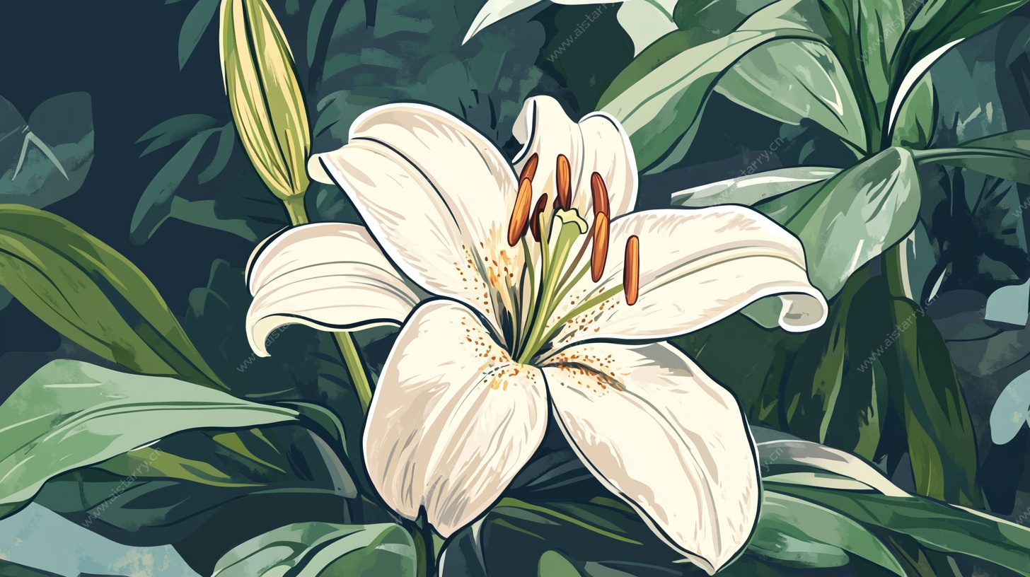 白色百合花插画