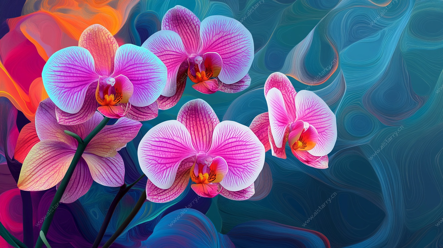 梦幻多彩蝴蝶兰插画