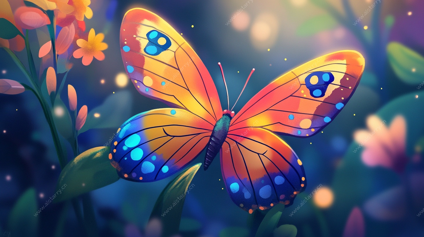 梦幻蝴蝶绽放花丛间