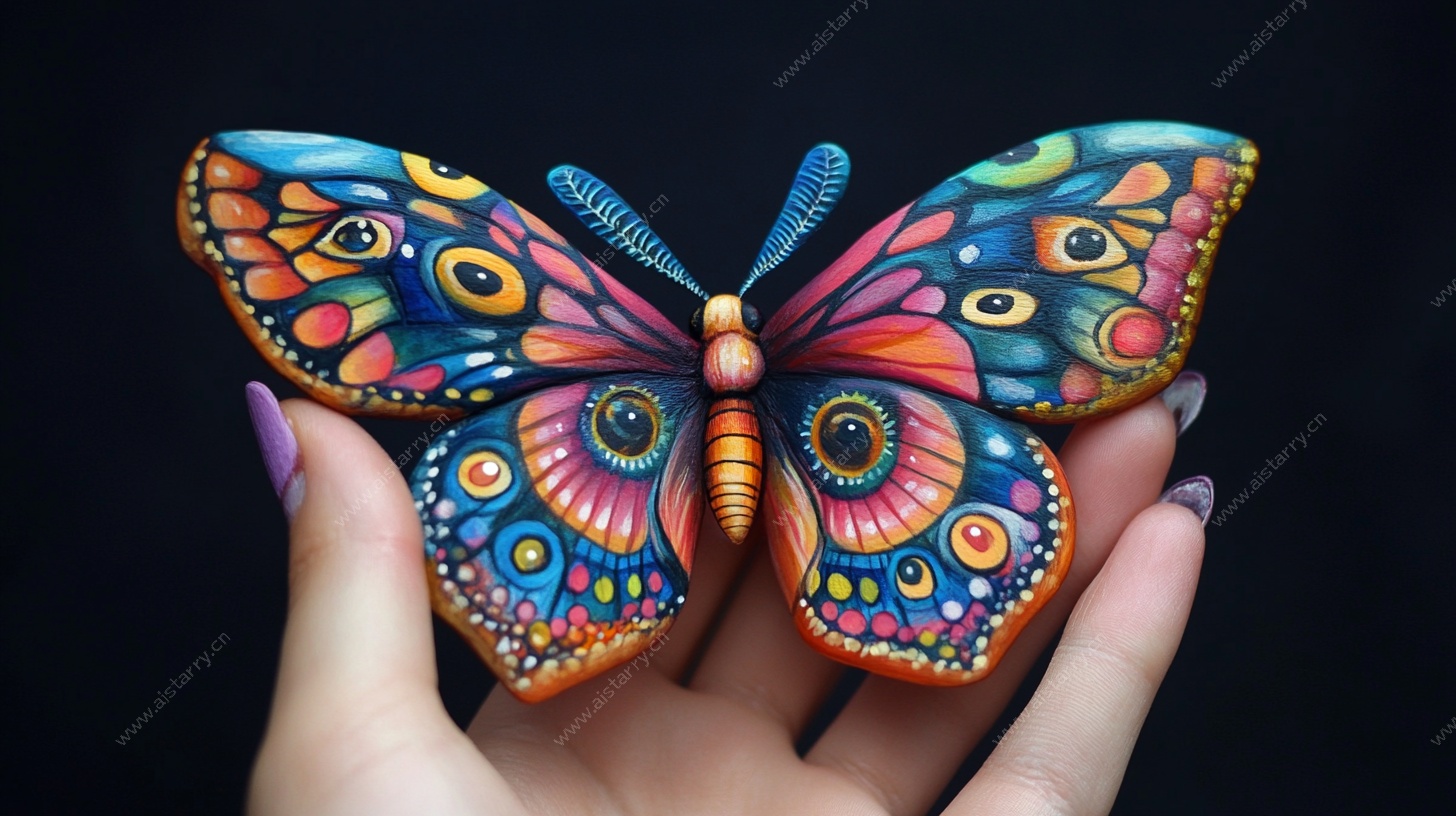 彩色手绘立体蝴蝶摆件